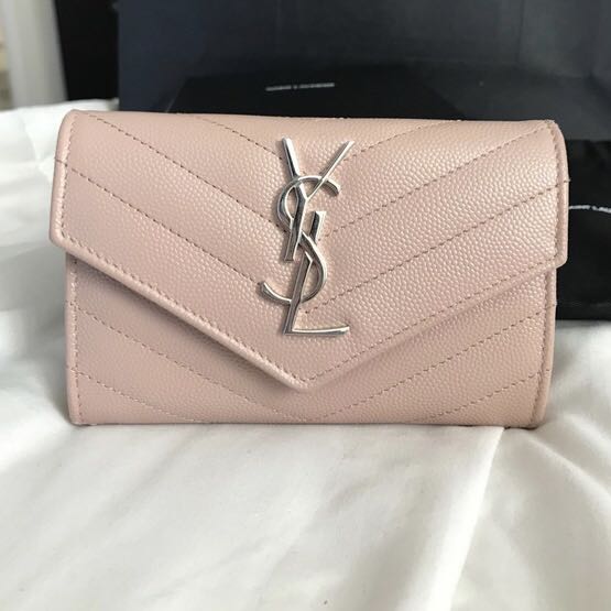 Authentic YSL short wallet card holder in pale blush, Women's Fashion, Bags  u0026 Wallets, Wallets u0026 Card Holders on Carousell