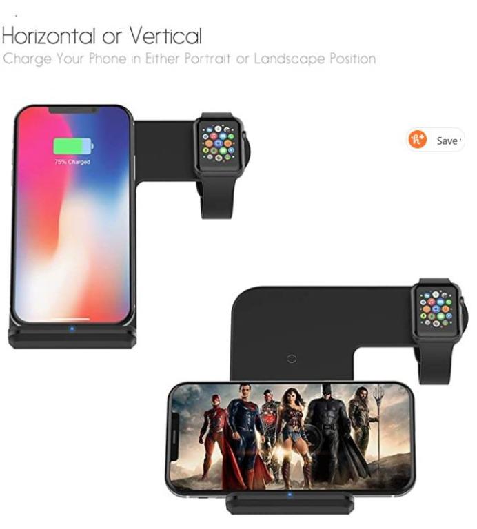 Brand New Facever Qi Wireless Charger 2 In 1 Fast Charging Station Compatible For Apple Watch