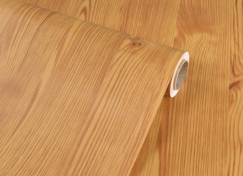 Brown Wood Wallpaper Cabinet Table Wrap Sticker Home Decor