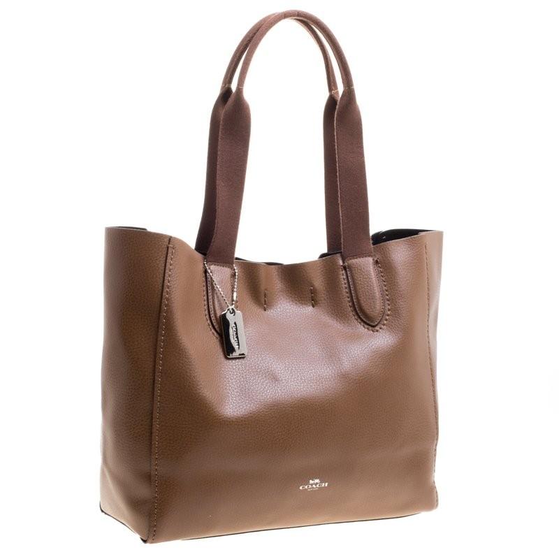 COACH Brown Pebble Leather Derby Tote F58660 Luxury Bags Wallets on Carousell