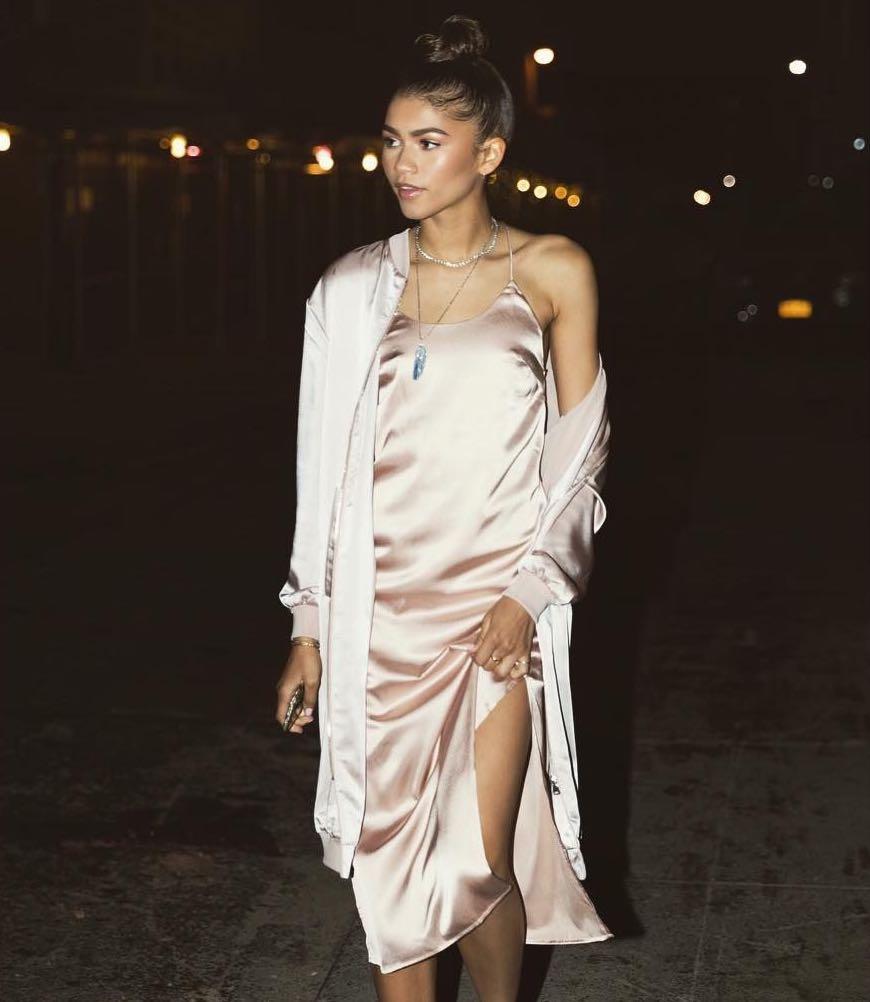 Daya by Zendaya Satin Cross back Slip Dress