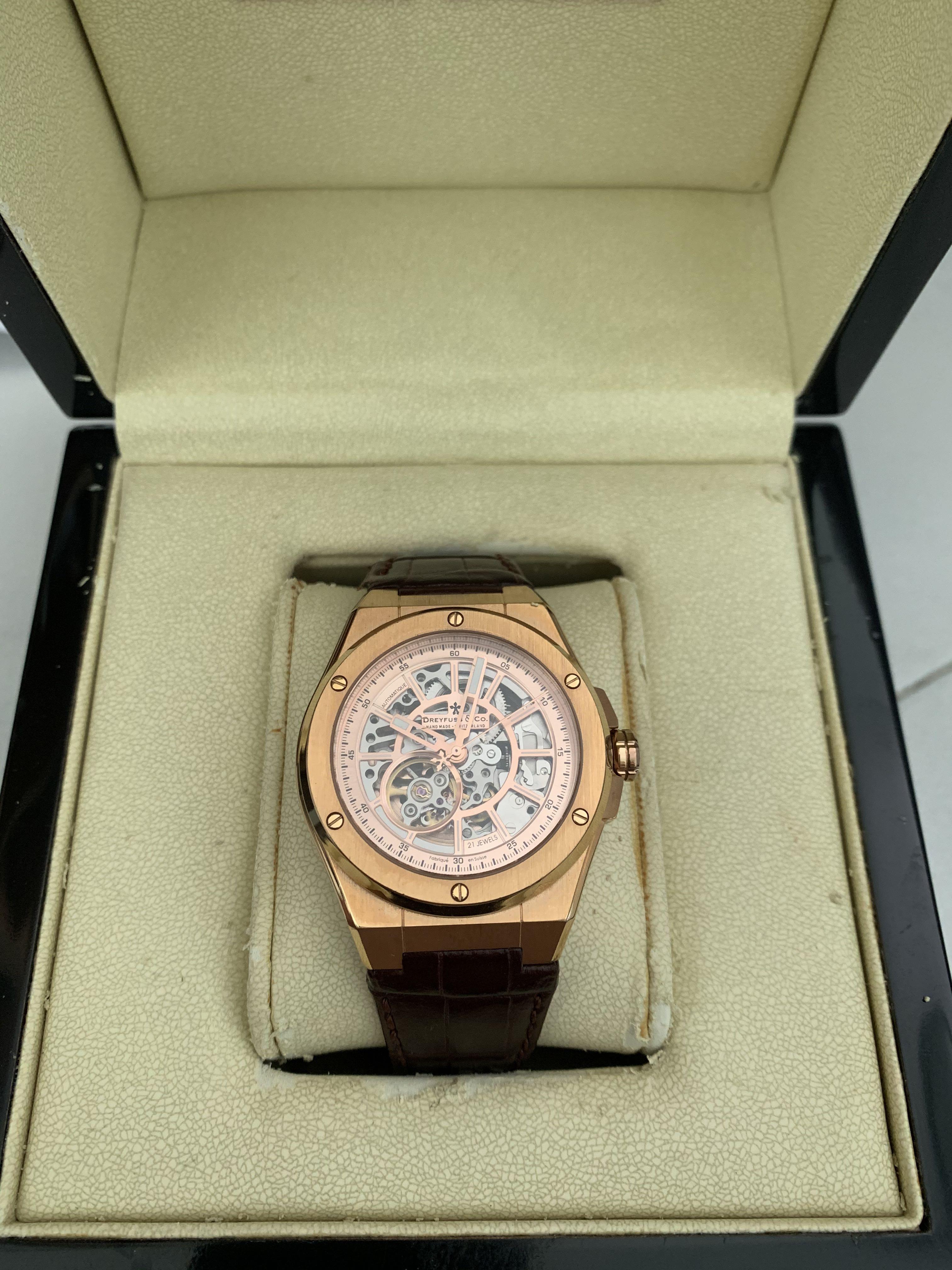 Dreyfuss co rose gold skeleton discontinued Men s Fashion Watches Accessories Jewelry on Carousell