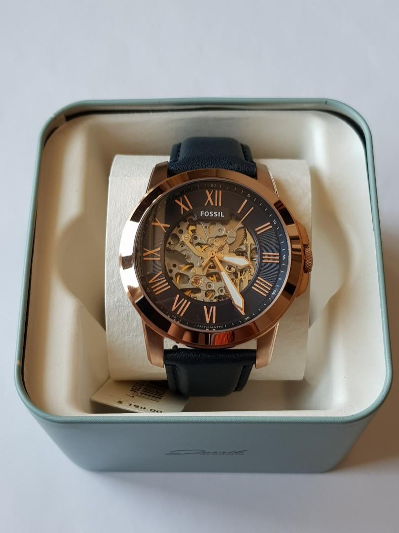 Fossil Grant Navy Blue Skeleton Dial Automatic Mens Watch 45 Mm Me3102 Men S Fashion Watches On Carousell Comes with original fossil tin and booklet. sgd