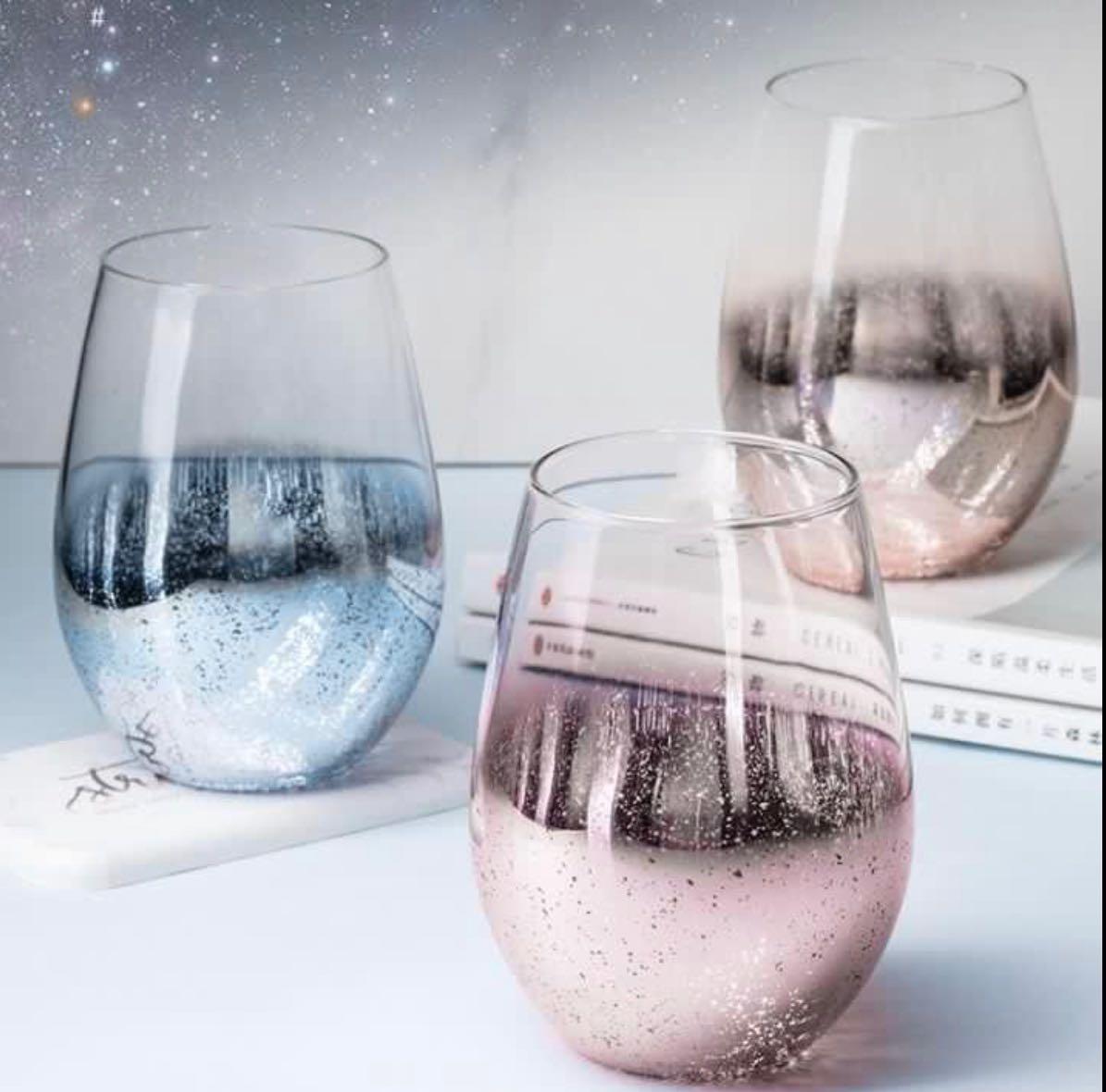 Gold chrome bottom glass cup, Furniture & Home Living, Kitchenware