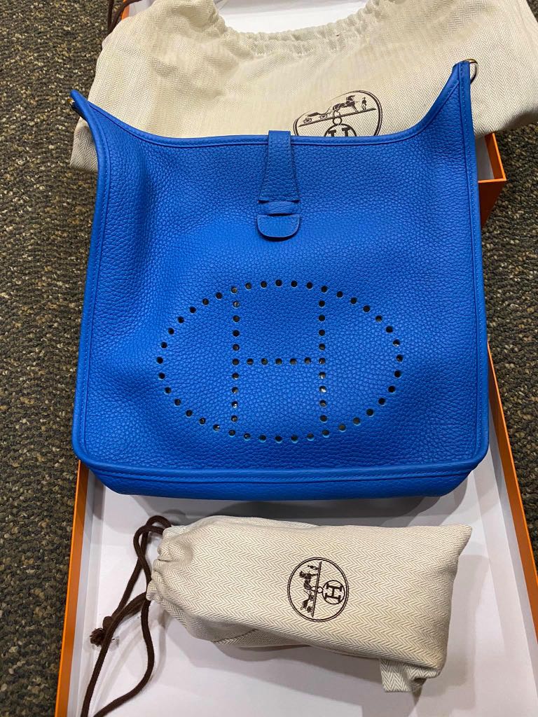 Hermes Evelyne TPM Epsom Bleu Atoll Bleu Zanzibar, Luxury, Bags & Wallets  on Carousell