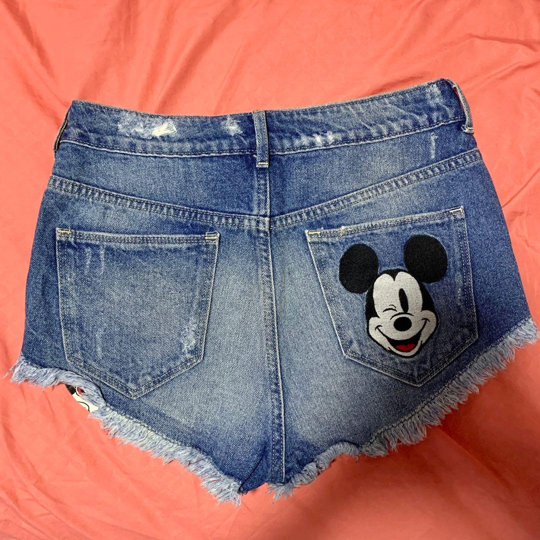 Mickey mouse denim shorts h&m hot sale