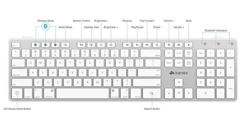Kanex Multi-Sync Bluetooth Keyboard for iOS Mac, iPad and iPhone (QWERTYX) (Category: Computer Keyboard) located in Marikina City. Submitted by skowshop (Listing ID 1005917637, Image 1). Description: Full-sized Bluetooth Keyboard Can Be Shared Between Multiple Devices Includes A Full Numeric Keypad To Easily Enter Numbers includes Stand For IPad/iPhone Pairs up to 3 Devices using Bluetooth 3.0 Technology Integrated Mac/iOS/Multi-media hotkeys, Fu
