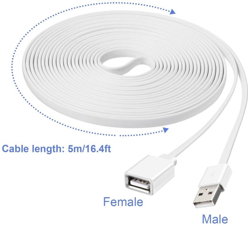 (M1349)16.5ft/ 5m Power Cable Compatible with YI Outdoor Security