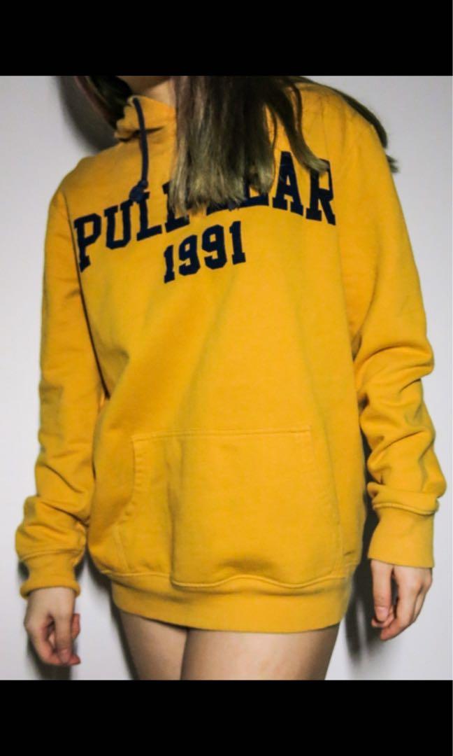 Pull Bear hoodie in mustard yellow Women s Fashion Coats Jackets and Outerwear on Carousell
