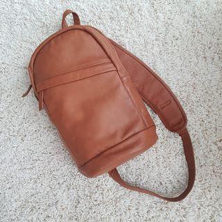 Small backpack genuine leather