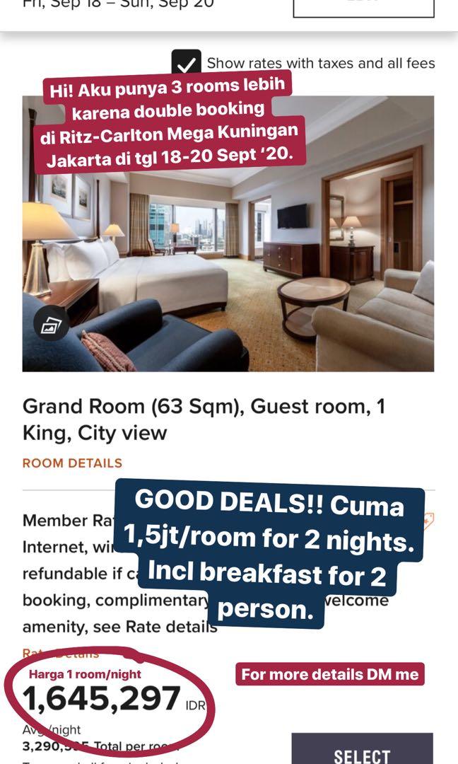 Voucher Hotel Ritz Carlton Jakarta 18 20 September 2020 Tiket Voucher Kartu Hadiah Voucher Di Carousell