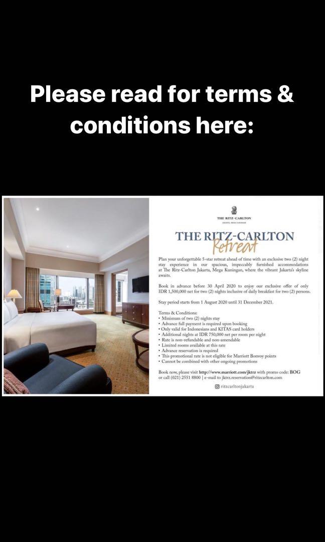 Voucher Hotel Ritz Carlton Jakarta 18 20 September 2020 Tiket Voucher Kartu Hadiah Voucher Di Carousell