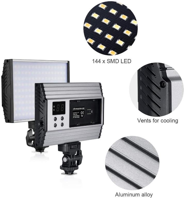 Zecti 144leds Camera Video Light,4mm Super Slim,Ultra High Power,1500LM