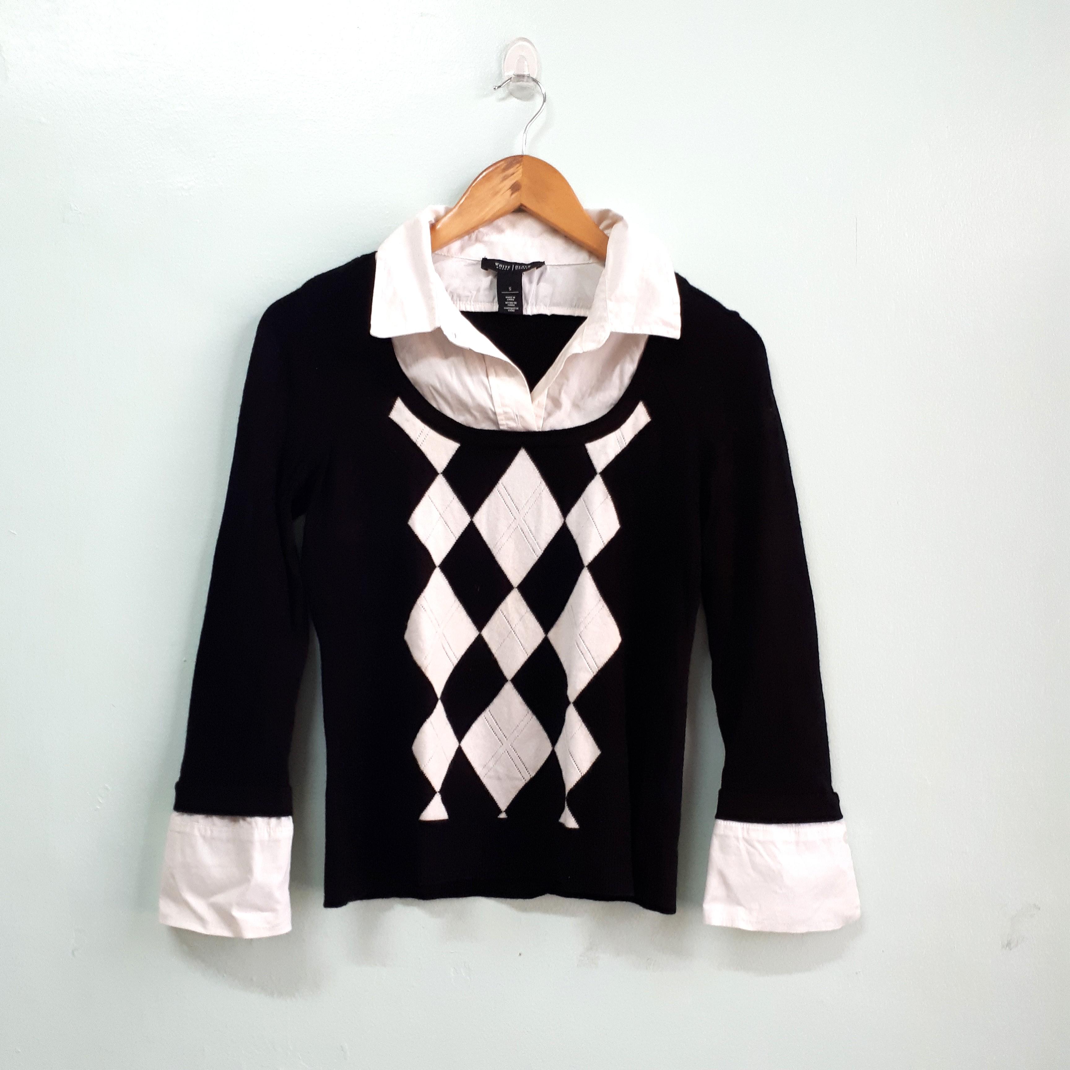 Argyle sweater with collar clearance