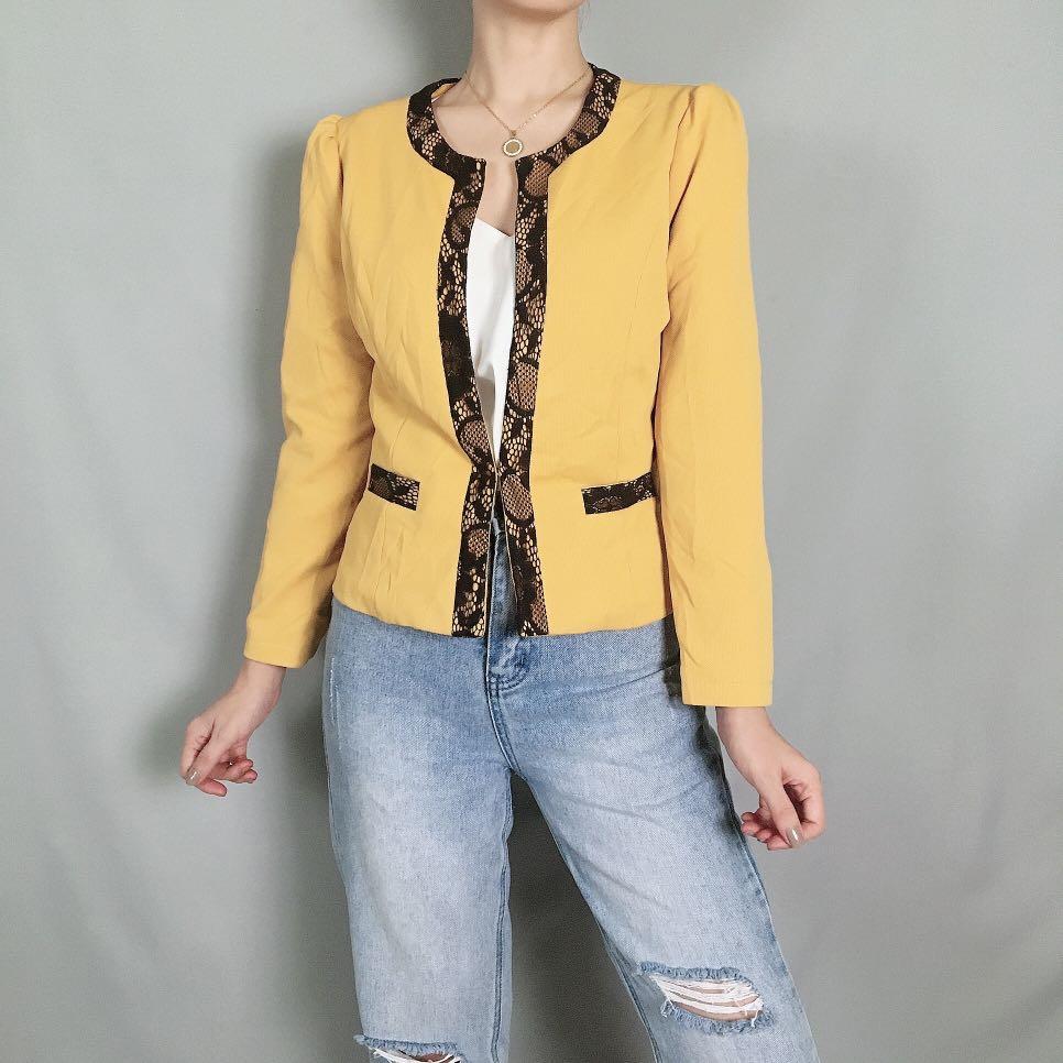 Blazer (X063) (Category: Coats, Jackets and Outerwear) located in Calamba. Submitted by basicnbuttons (Listing ID 1006019875, Image 1). Description: Mustard M-L With inner lining & pockets ♥️Preloved unless stated BRANDNEW ♥️First to pay policy after we send invoice ❌we cannot provide sizes in inches except on what is given. How to order: ▪️Make offer(✨Auto Pass for low baller ) ▪️Send us your deets Name: Cp # Complete add MOP: BPI/BDO/ GCASH onl