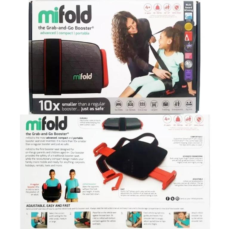 BNIB mifold GrabandGo Car Booster Seat Slate Grey, Babies & Kids