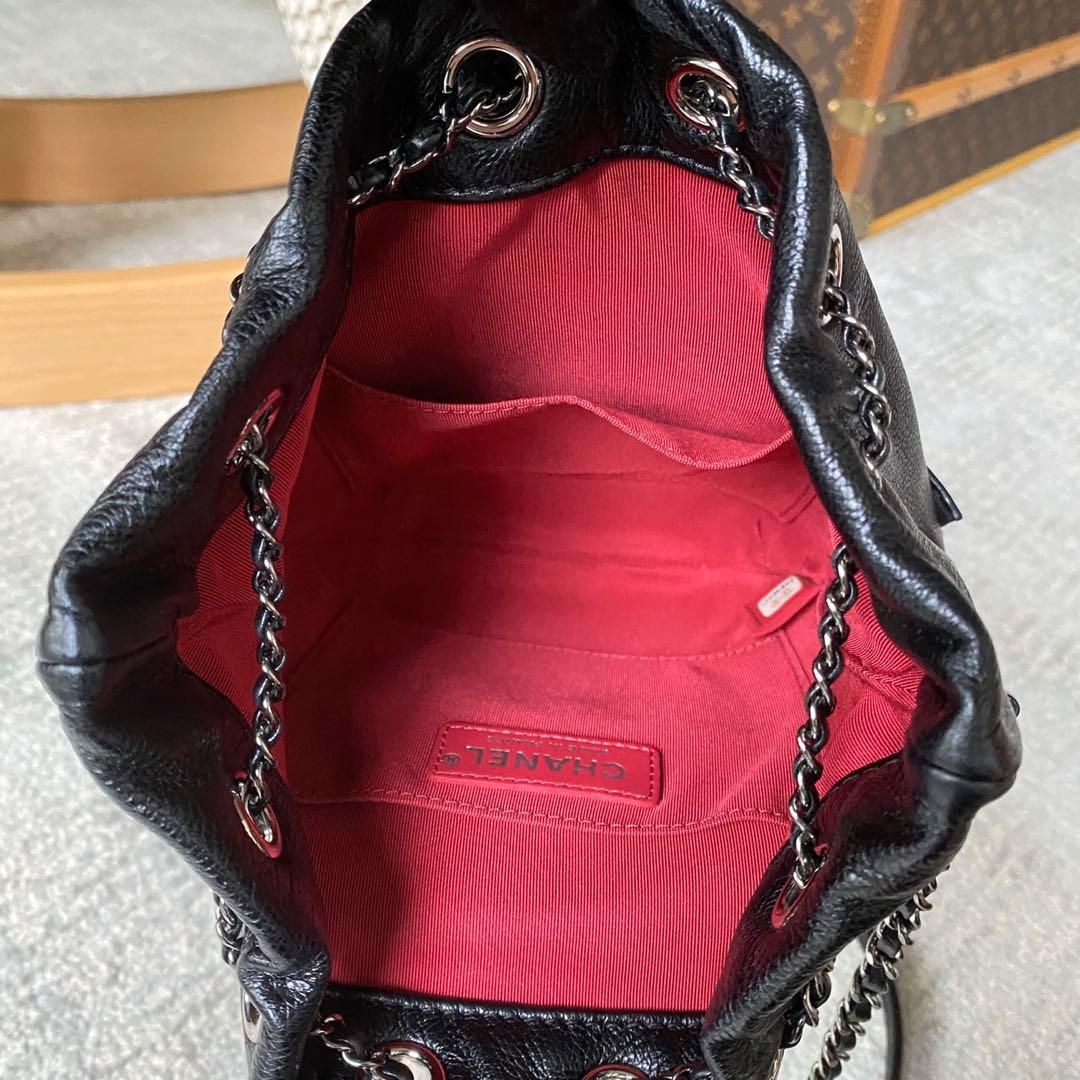 chanel red drawstring bag
