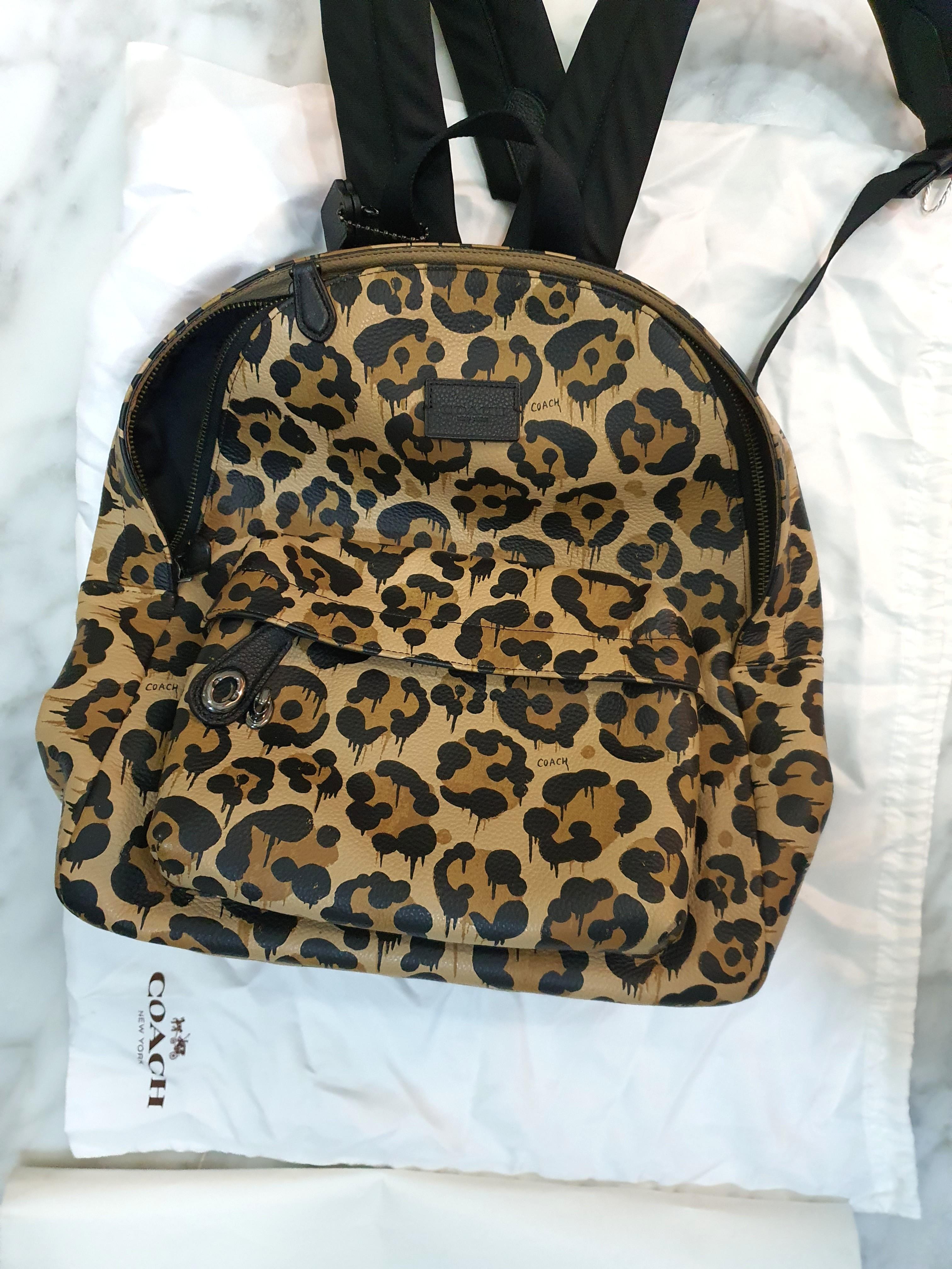 Coach leopard backpack shop