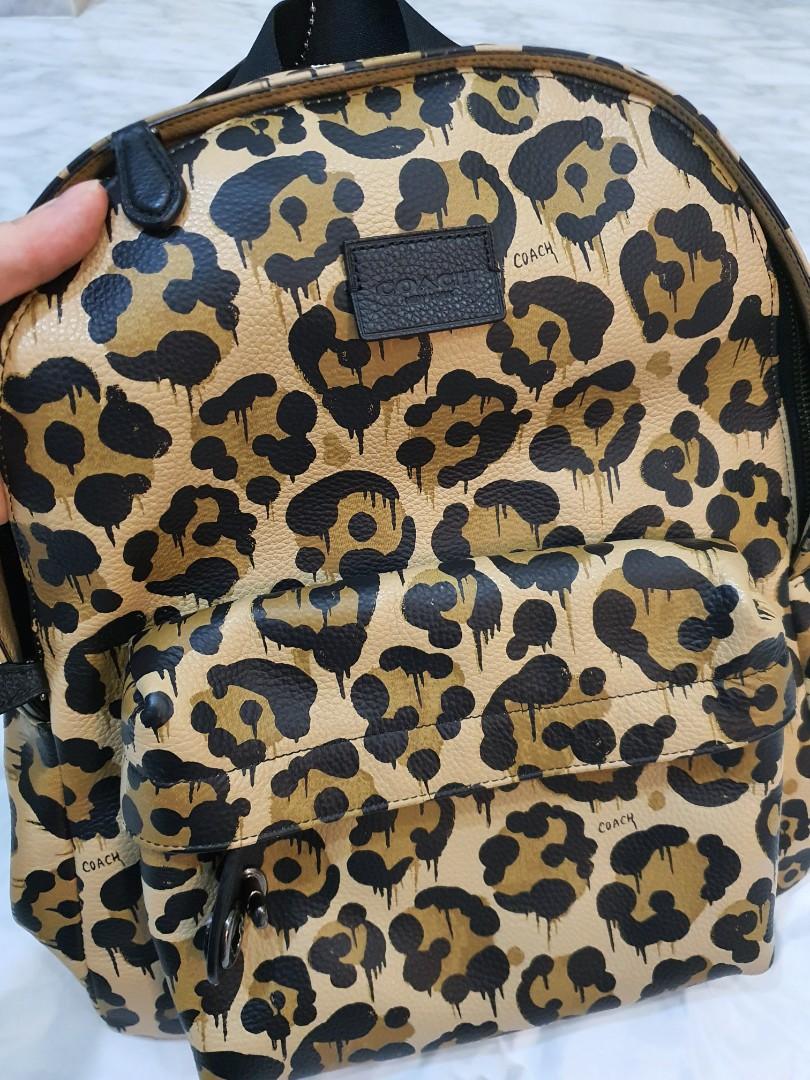 Coach leopard printed leather backpack