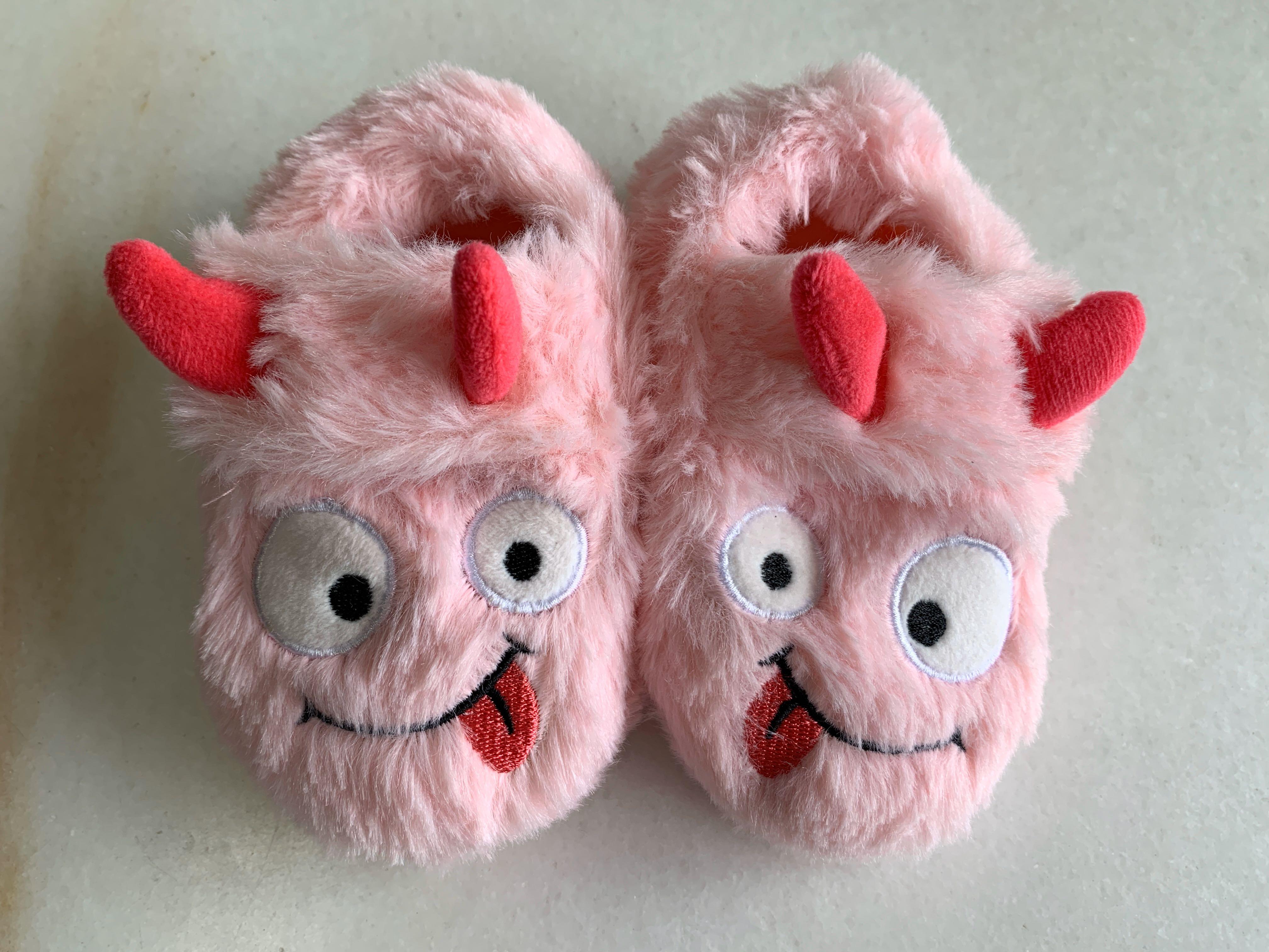 Cute Fluffy Pink Monster Bedroom Shoes 
