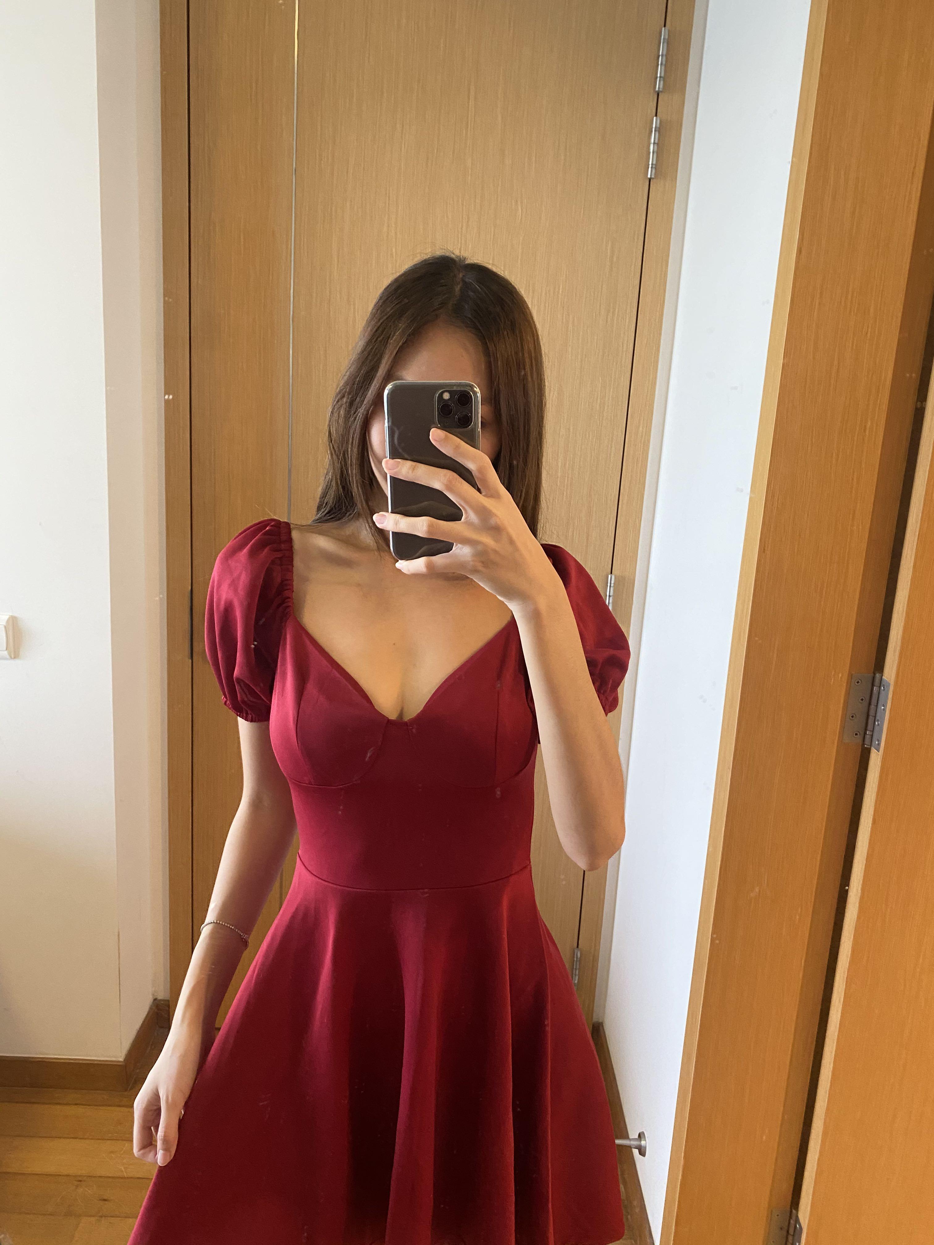 Dark red hotsell skater dress