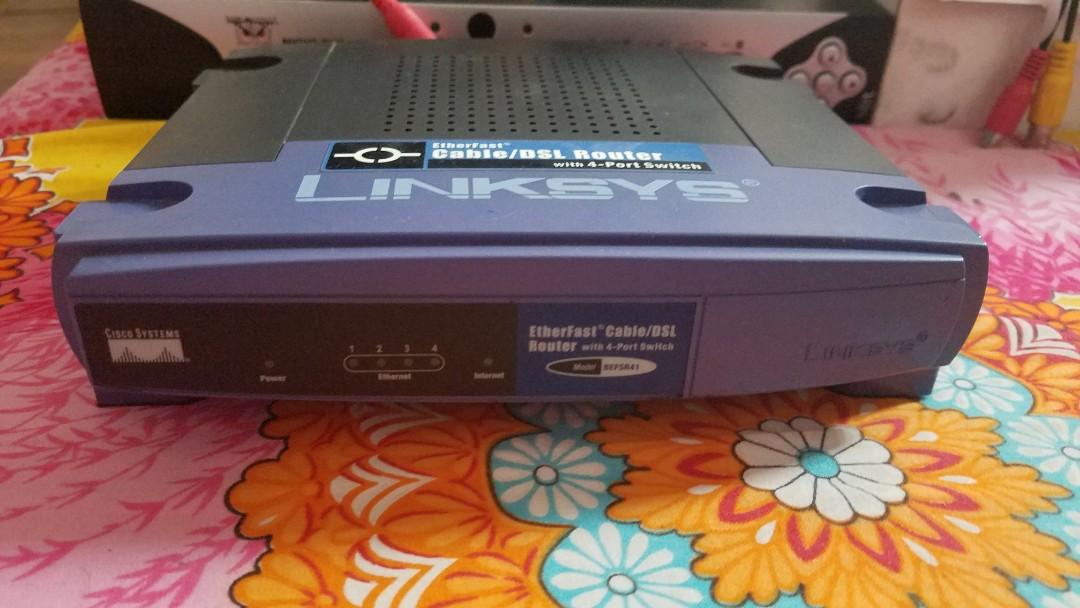 Etherfast Cable/ DSL Router with 4- Port Switch Linksys (Category: Networking) located in Mandaluyong City. Submitted by nina70 (Listing ID 1006051337, Image 1). Description: Used Cable Router.