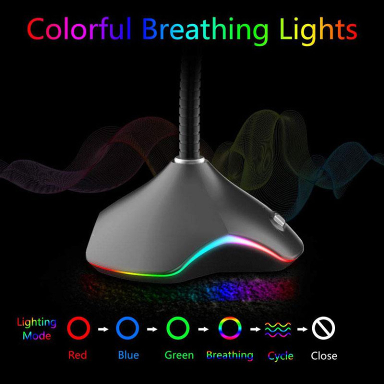 Flexible Gaming USB Microphone For Computer With Led Light RGB Tuning
