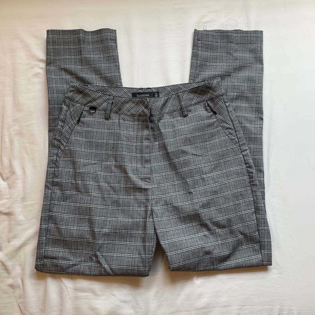 plaid grey trousers