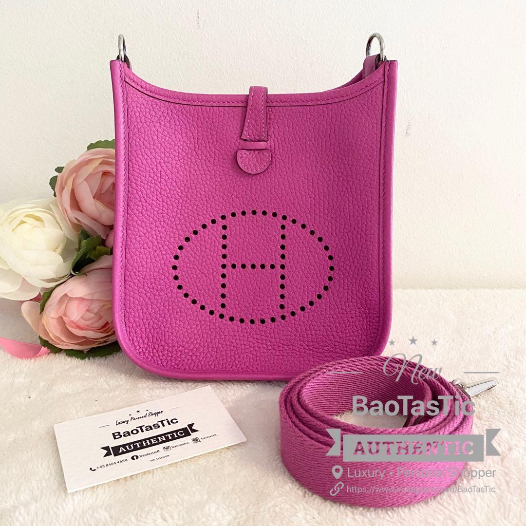 Hermes Evelyne III TPM Crossbody Bag Magnolia Pink Clemence Palladium  Hardware
