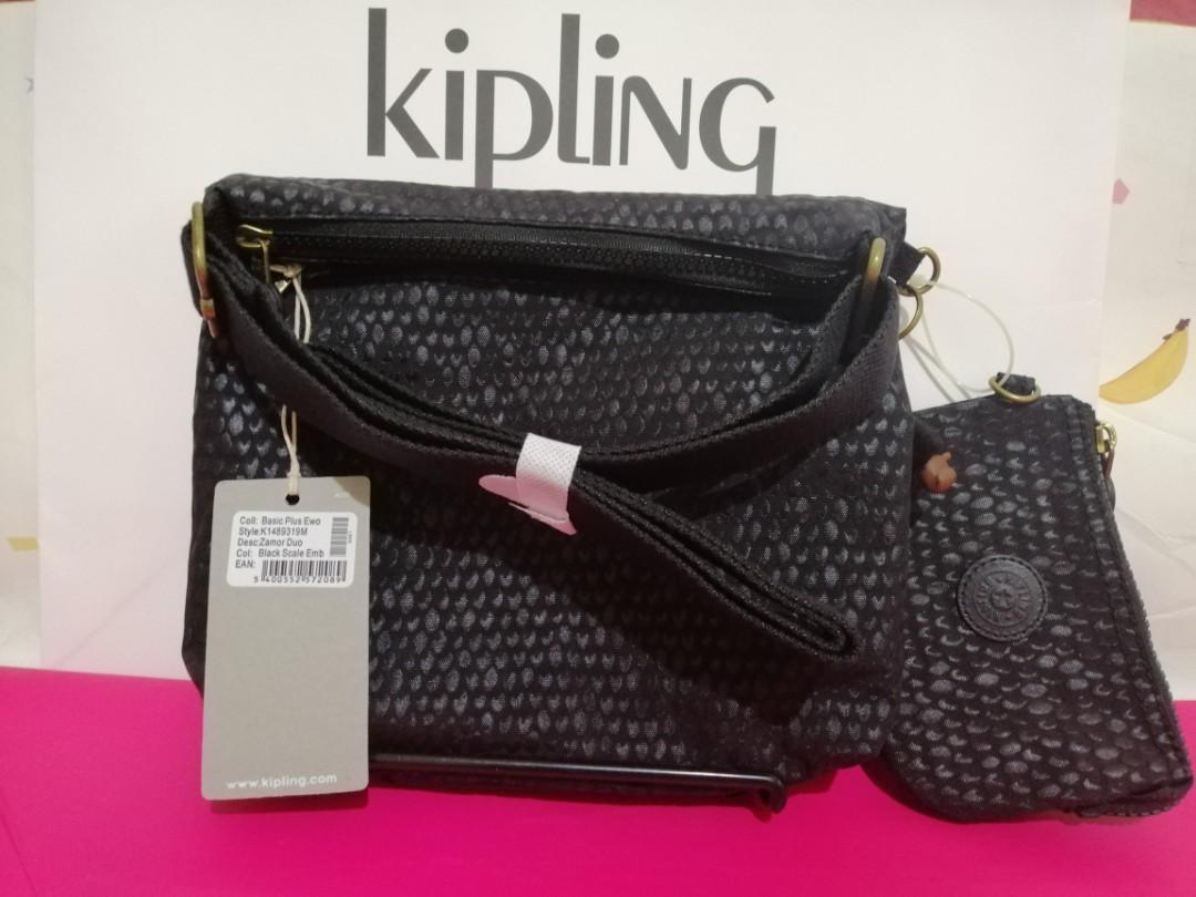 Kipling Sling Bag with Small Pouch - ZAMOR DUO Black Scale Emb,F :  : Fashion