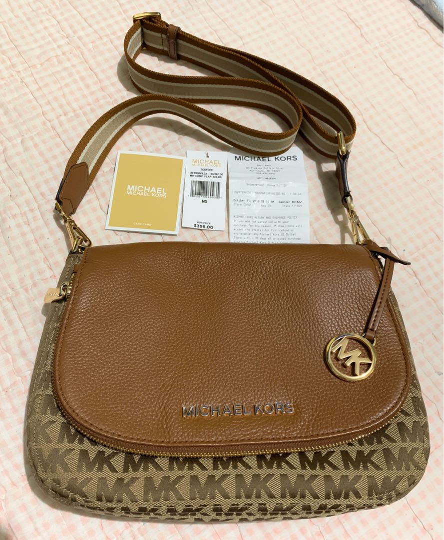 PROMO** Michael Kors MK mini speedy bag **Bedford Monogram Crossbody Bag**,  Luxury, Bags & Wallets on Carousell