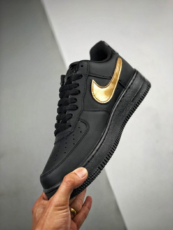 nike air force 1 black metallic gold removable swoosh pack