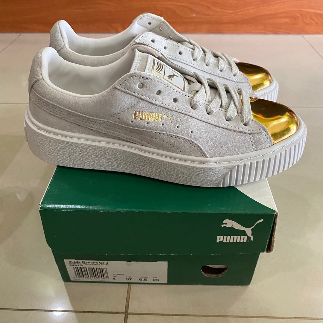 puma suede platform gold noir