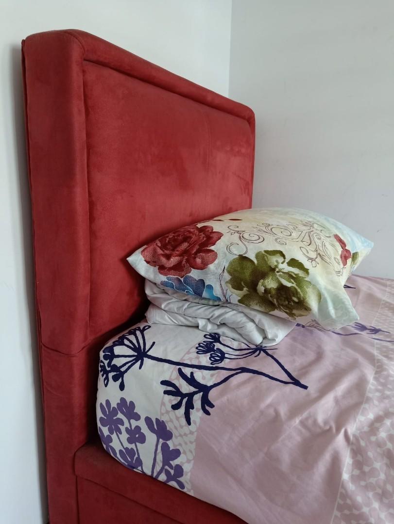 Single Bed frame with storage and mattress, Furniture & Home Living