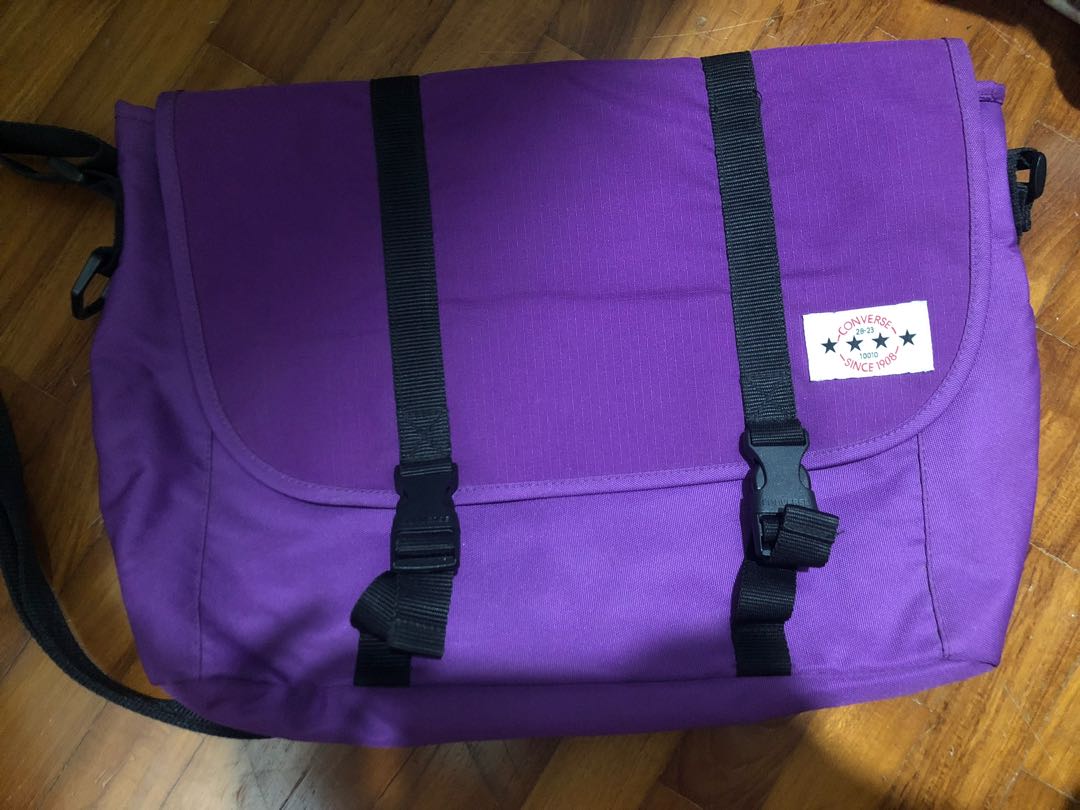 purple converse messenger bag