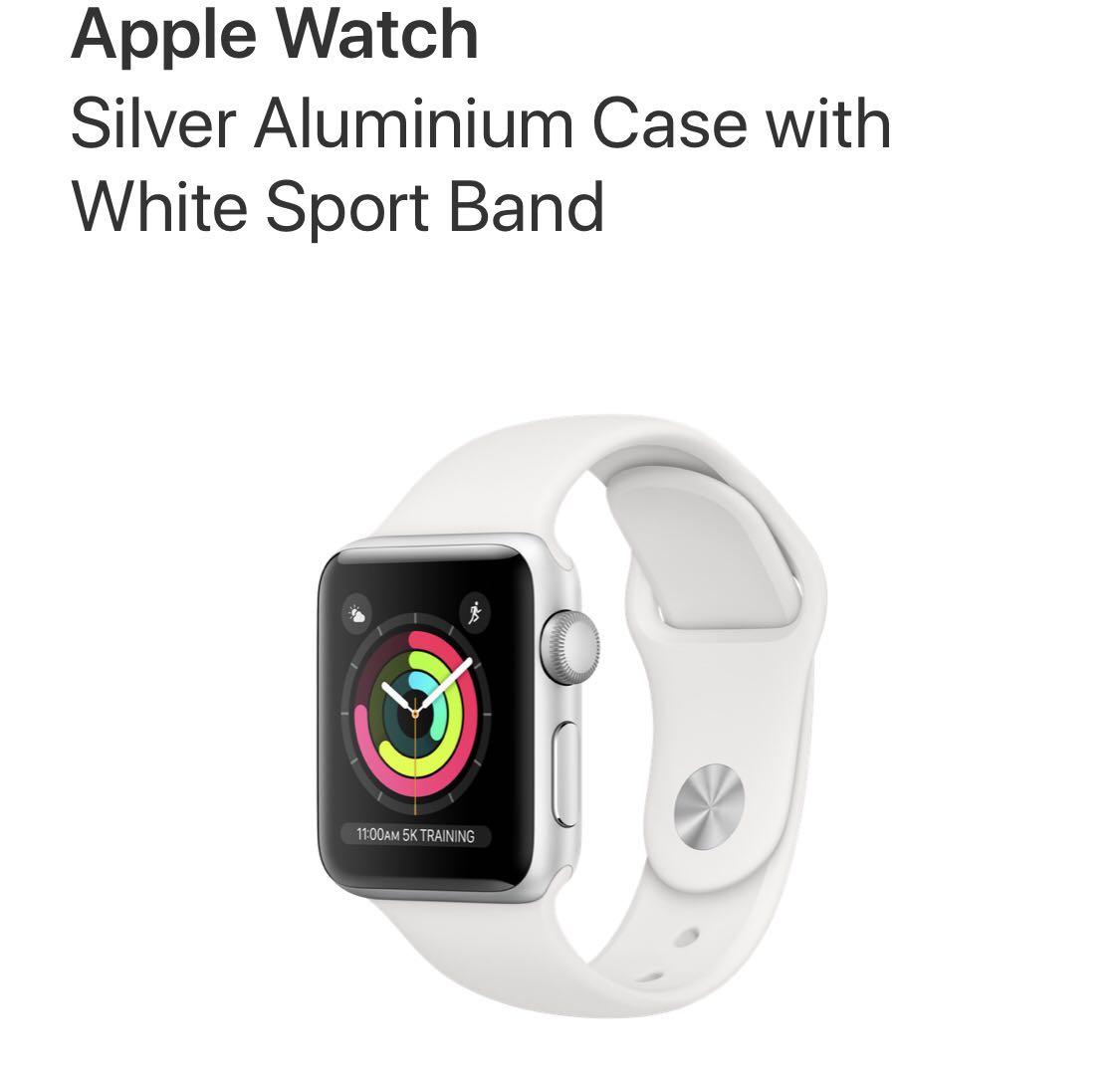 Apple watch series 3 silver aluminum case with white sport band clearance