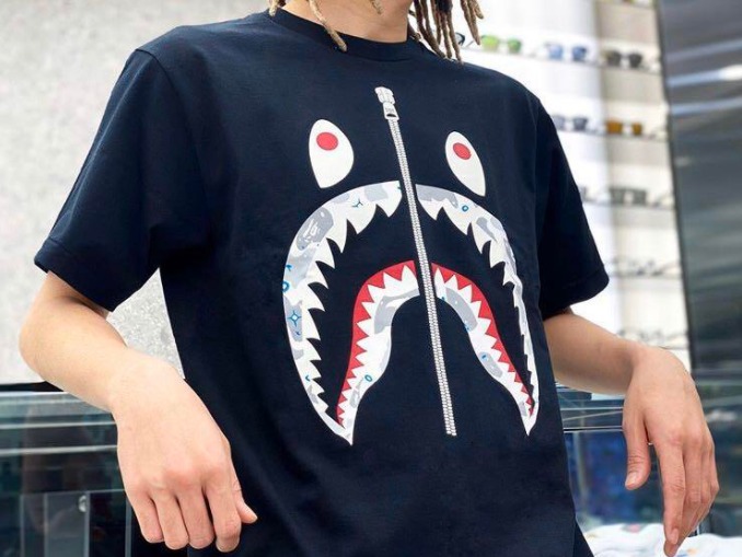 bape space camo shark tee