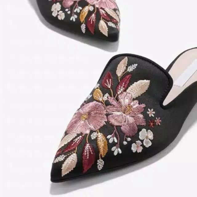 embroidered mules