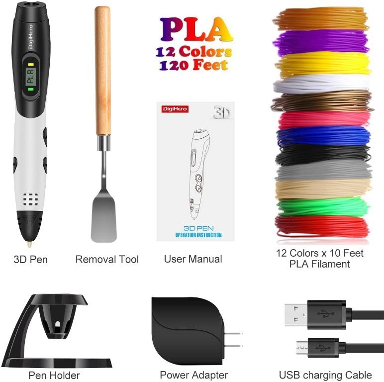 3d Pen For Kids,toys For Kids 3d Pen With 1.75mm Pla Filament Pack Of 12,  Each Color 10 Feet
