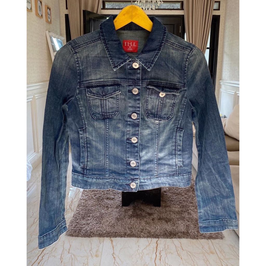 ELLE DENIM JACKET - DARK BLUE, Fesyen 