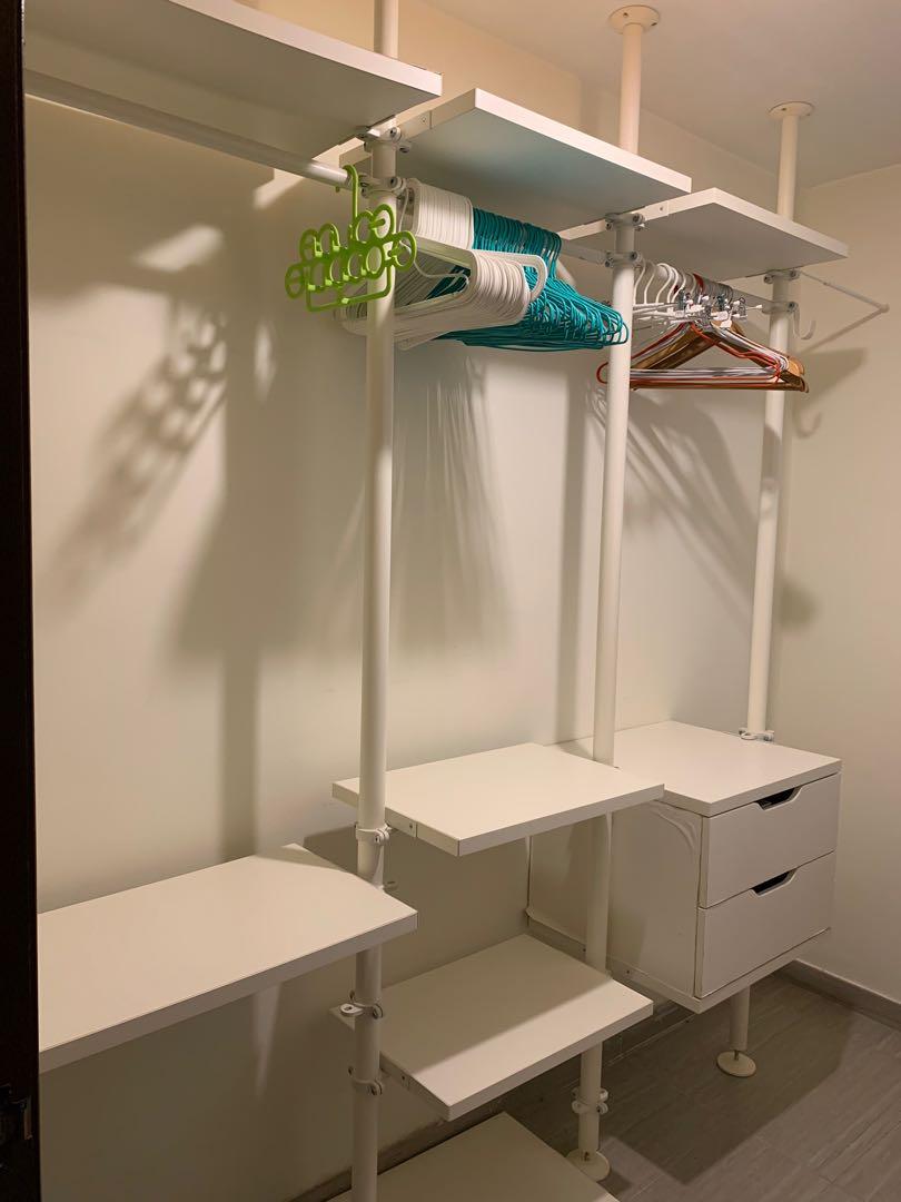 Ikea Stolmen wallin closet system ceiling to floor, 傢俬＆家居, 傢俬, 書櫃、櫃子
