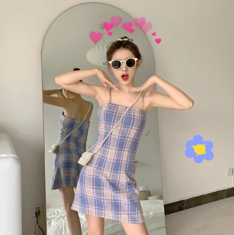 INSTOCK | Lavender Plaid Retro Dress 