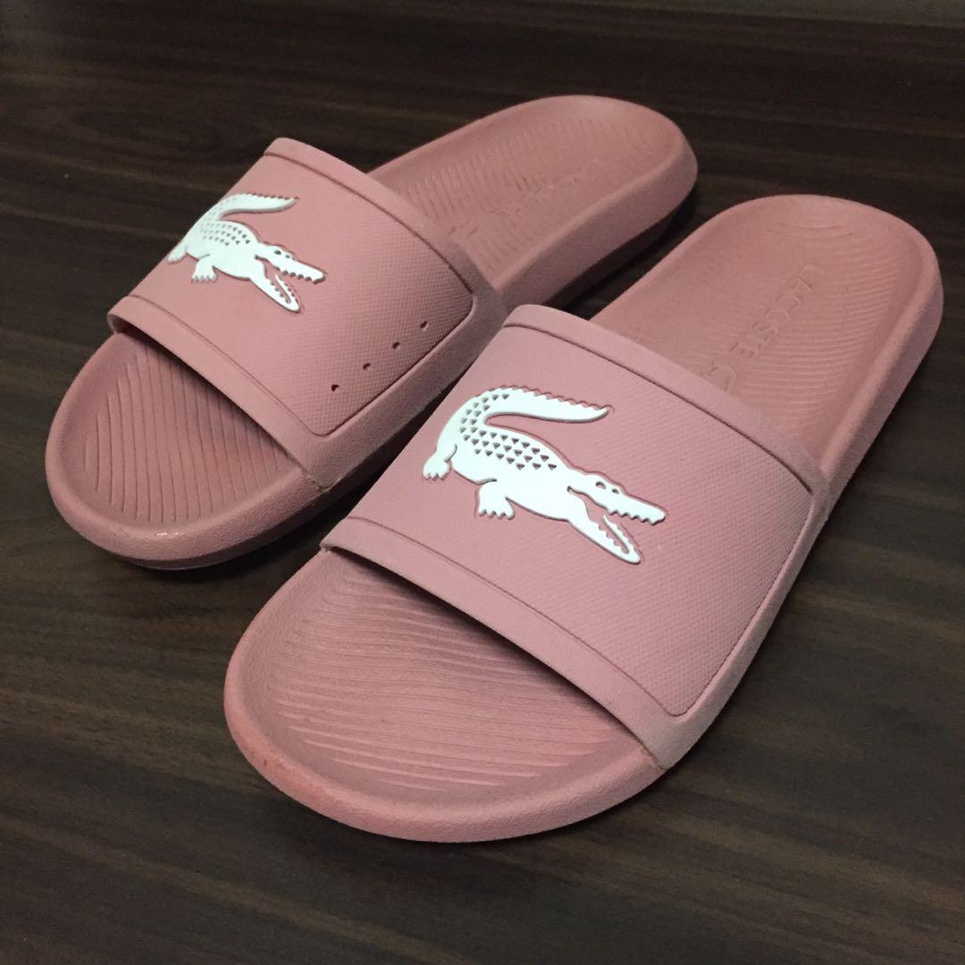 lacoste pink slides