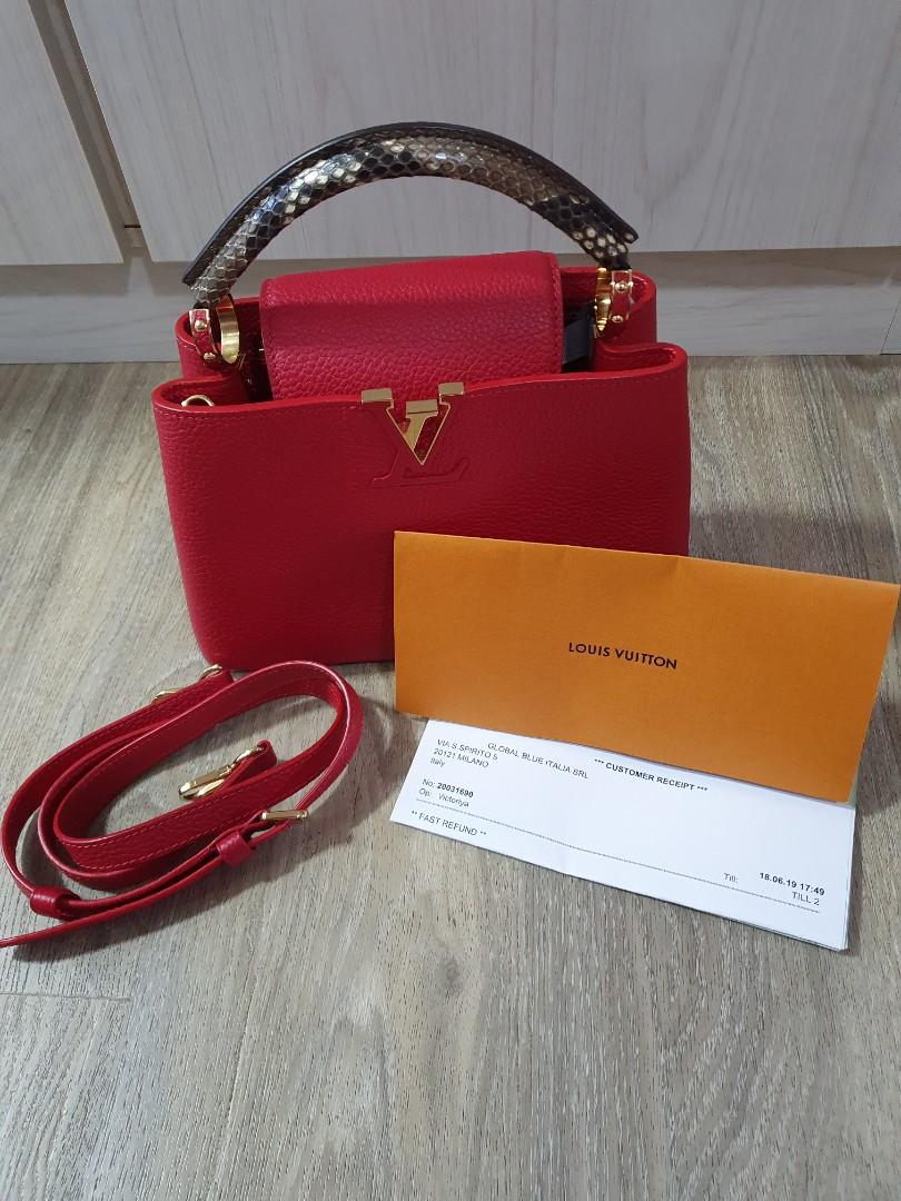 Louis Vuitton Red Python-Trimmed Taurillon Capucines mm PM