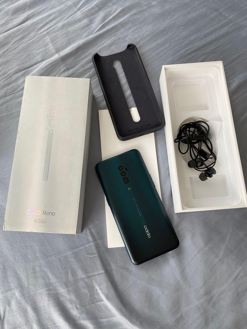 Oppo Reno 10x zoom Ocean Green (Category: OPPO) located in Pasig City. Submitted by closetqueen8888 (Listing ID 1006247249, Image 1). Description: Good as new. Used for display only, complete Color: Ocean Green 256GB/ 8GB/ 10x zoom Buyer shoulders delivery fee.