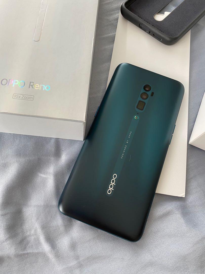 Oppo Reno 10x zoom Ocean Green (Category: OPPO) located in Pasig City. Submitted by closetqueen8888 (Listing ID 1006247249, Image 2). Description: Good as new. Used for display only, complete Color: Ocean Green 256GB/ 8GB/ 10x zoom Buyer shoulders delivery fee.