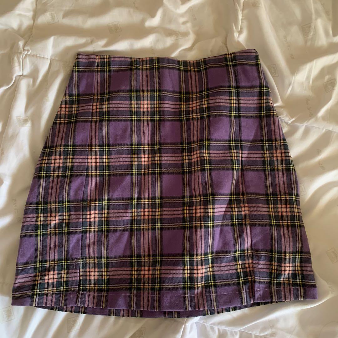 purple plaid skirt, Women's Fashion, Bottoms, Skirts on Carousell