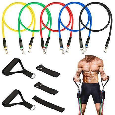 Link 11 Pcs Resistance Band Set Yoga Pilates Abs Exercise Fitness