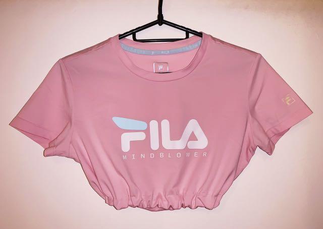 Pink fila crop top top