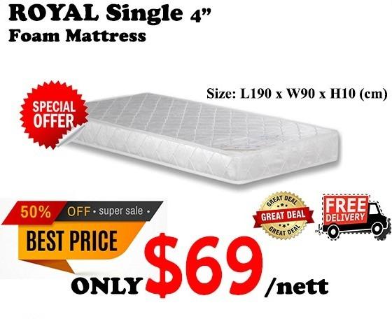 Royal Single 4 Foam Mattress Furniture Beds Mattresses On